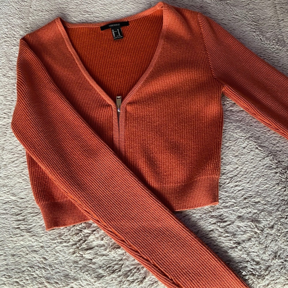 Cropped zip up Cardigan